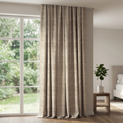 Rideau Sur Mesure LYSORIA, Tissu Velours Jacquard à Motif Triangles Facettés
