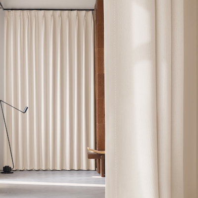 NELIO custom-made curtain, plain fabric, subtle linen effect and woven micro-texture