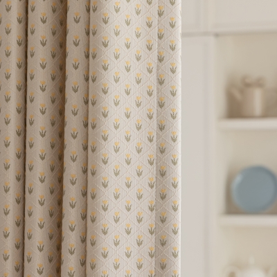 LYSIA Custom-Made Curtain, Textured Jacquard Fabric, Tulip and Embossed Diamond Pattern