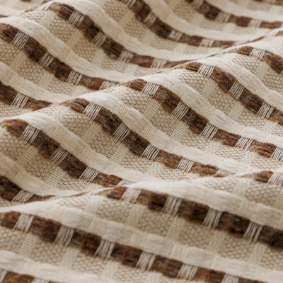 LORÉNA Custom-Made Curtain, Textured Jacquard Fabric, Woven Relief Stripes in Blended Shades