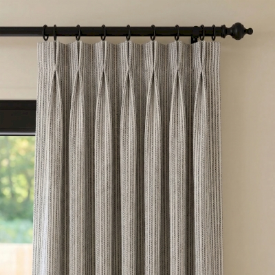 Rideau Sur Mesure SILORA, Tissu Jacquard Coton Mélangé, Motif Chevron Vertical Texturé