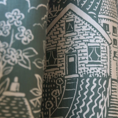 VERDORIA Custom-Made Curtain, Printed Cotton Blend Fabric, Countryside Landscape Decor in the Style of Toile de Jouy