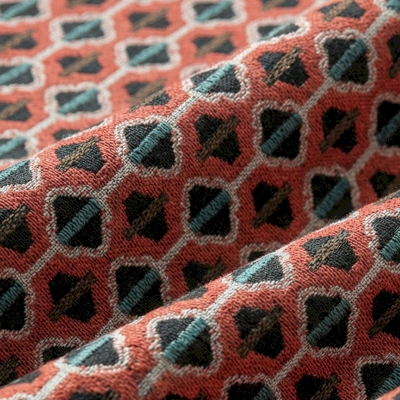 ARVENA Custom Curtain, Textured Jacquard Fabric, Retro Geometric Pattern