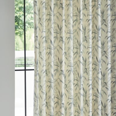 Custom CALYRIA Curtain, Linen-Look Fabric, Ink and Wash Foliage Pattern