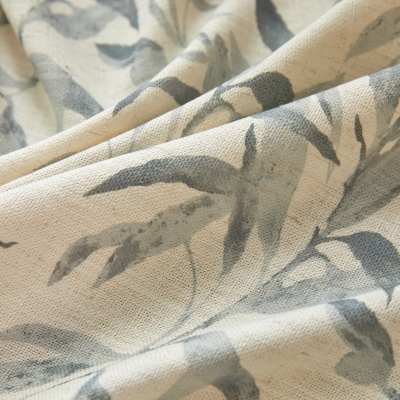 Custom CALYRIA Curtain, Linen-Look Fabric, Ink and Wash Foliage Pattern