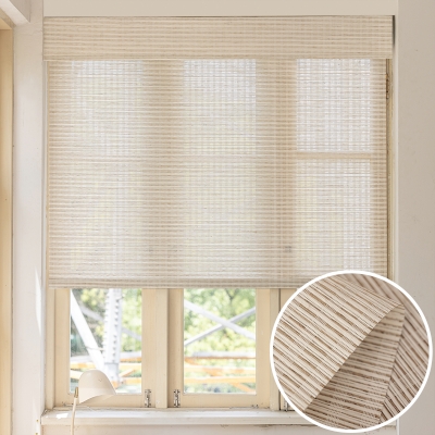 Store Bateau Sur Mesure ELORIA, Jute et Papier, Tissage Fin Coloris Naturel Lin