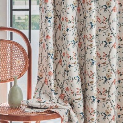 ALOUETTE Bird & Blossoming Branch Print Custom Thermal Curtains