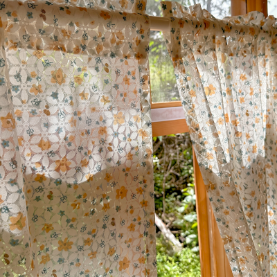 Rideau Brise-Bise en Dentelle Ajourée, Motif Fleuri Vintage, Esprit Campagne