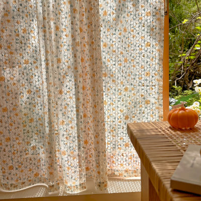 Rideau Brise-Bise en Dentelle Ajourée, Motif Fleuri Vintage, Esprit Campagne
