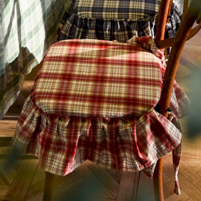 ÉLIANE Chair Cushion, Removable 100% Cotton Cover, Ruffles and Ties