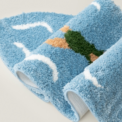 SURFIA Floor Mat, Surfboard Shape, Soft Tufted Surface, 45 x 125 cm