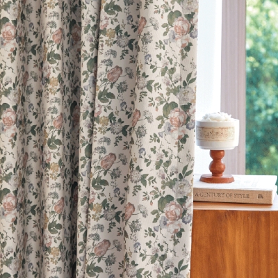Custom-Made VICTORY Curtain, Printed Fabric, Vintage Roses Pattern