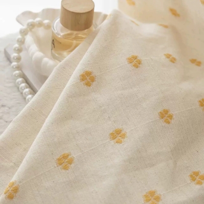 Rideau Sur Mesure SOLÉAUX, Tissu lin Mélangé, Motif Trèfle Brodé