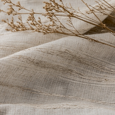 LIGNORA Custom-Made Sheer Curtain, Linen Blend Fabric, Woven Vertical Lines