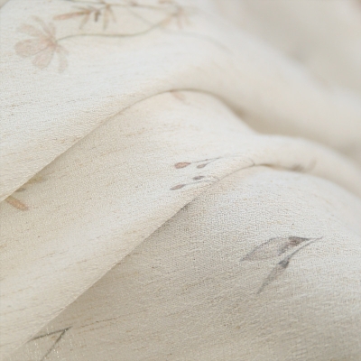 Voilage Sur Mesure ÉLISÈNE, Tissu Effet Lin Imprimé, Motif Petites Fleurs Champêtres