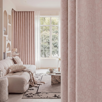 Rideau Occultant Sur Mesure VÉLONIE, Tissu Jacquard Chenille, Motif de Feuilles de Ginkgo Stylisées