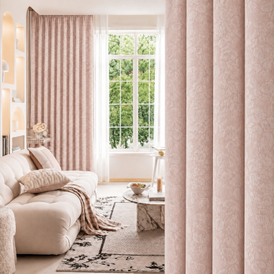 Rideau Occultant Sur Mesure VÉLONIE, Tissu Jacquard Chenille, Motif de Feuilles de Ginkgo Stylisées