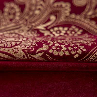 Rideau Occultant Sur Mesure ALTESSE, Velours Doux, Motif Baroque Doré