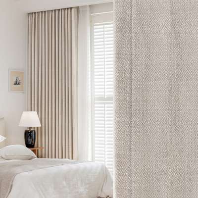 Rideau Sur Mesure ÉLAVIA, Tissu Jacquard Texturé Aspect Coton-Lin, Motif Losanges Tissés