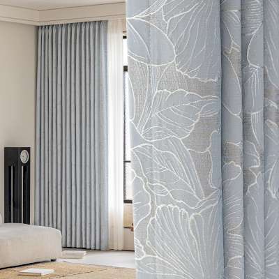Rideau Sur Mesure NÉLORIA, Tissu Jacquard d’Inspiration Provençale, Motif de Grandes Fleurs Rehaussées de Fils Dorés