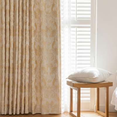 Rideau Sur Mesure CÉRÉNIA, Tissu Jacquard à Motifs Floraux Baroques, Relief Subtil et Effet Lumineux