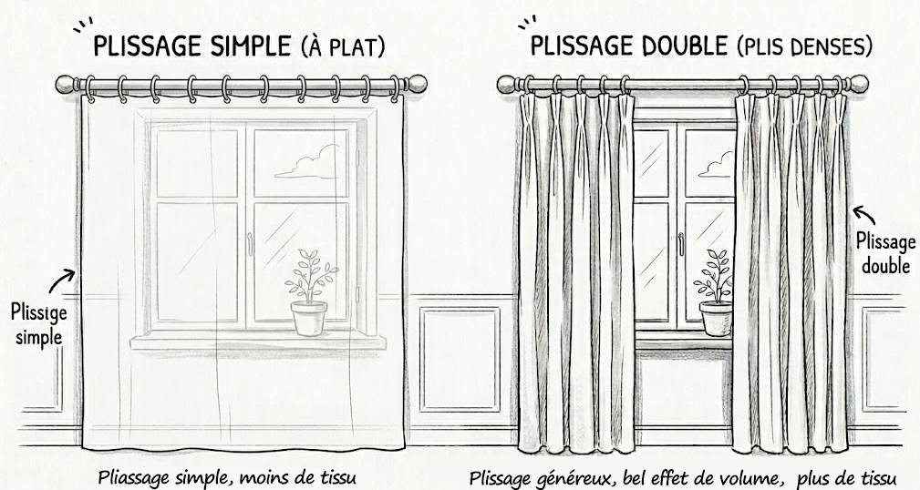 Comparaison entre plissage simple et plissage double